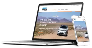 Mockup der Landing Page zur Guinness-Weltrekordfahrt im Hochgebirge Boliviens auf der Maxion Wheels Website