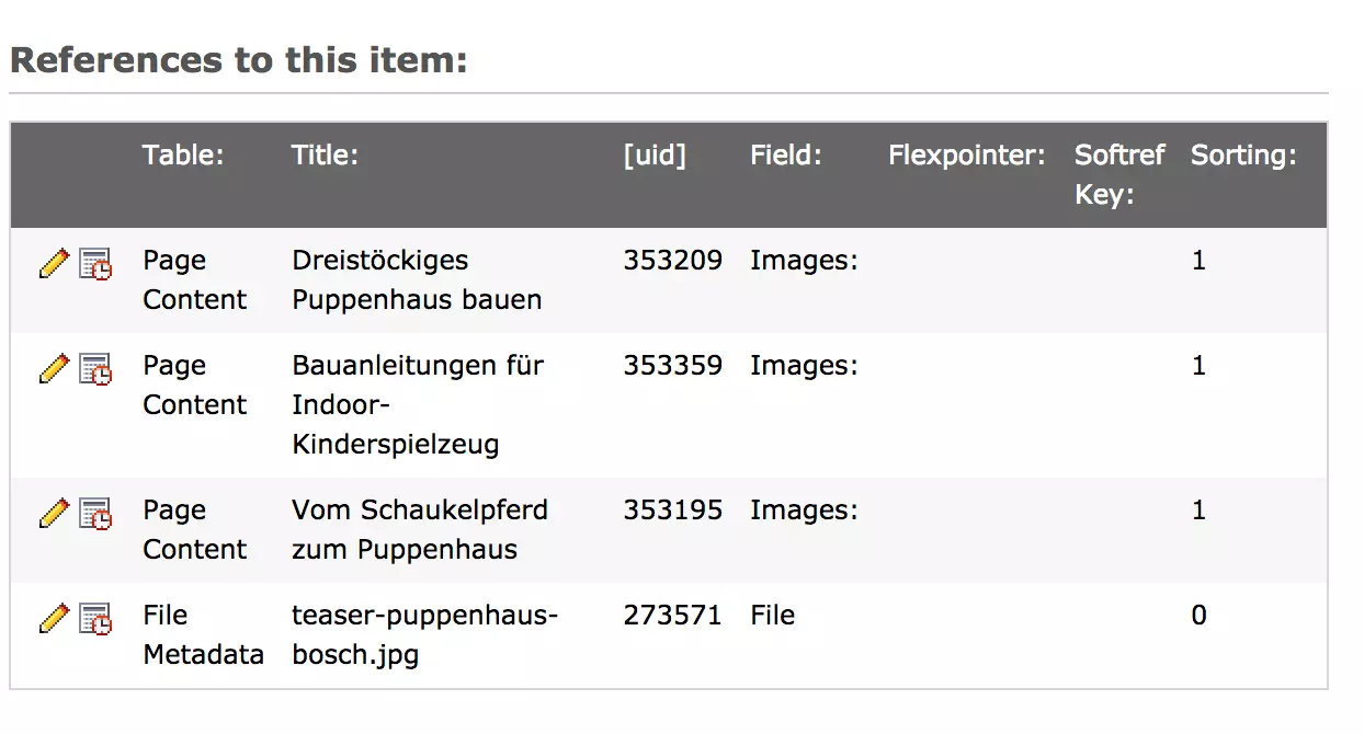 Screenshot Bildverknüpfungsnachweis im TYPO3-Backend