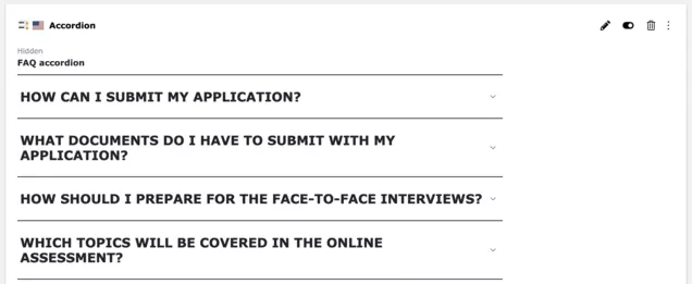Screenshot eines Accordion-Elements im TYPO3-Backend
